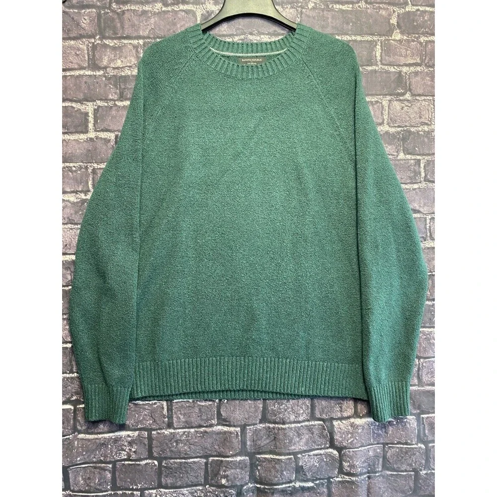 Banana Republic Eco Sweater Mens XL Green Brushed Knit Heritage Academia Classic